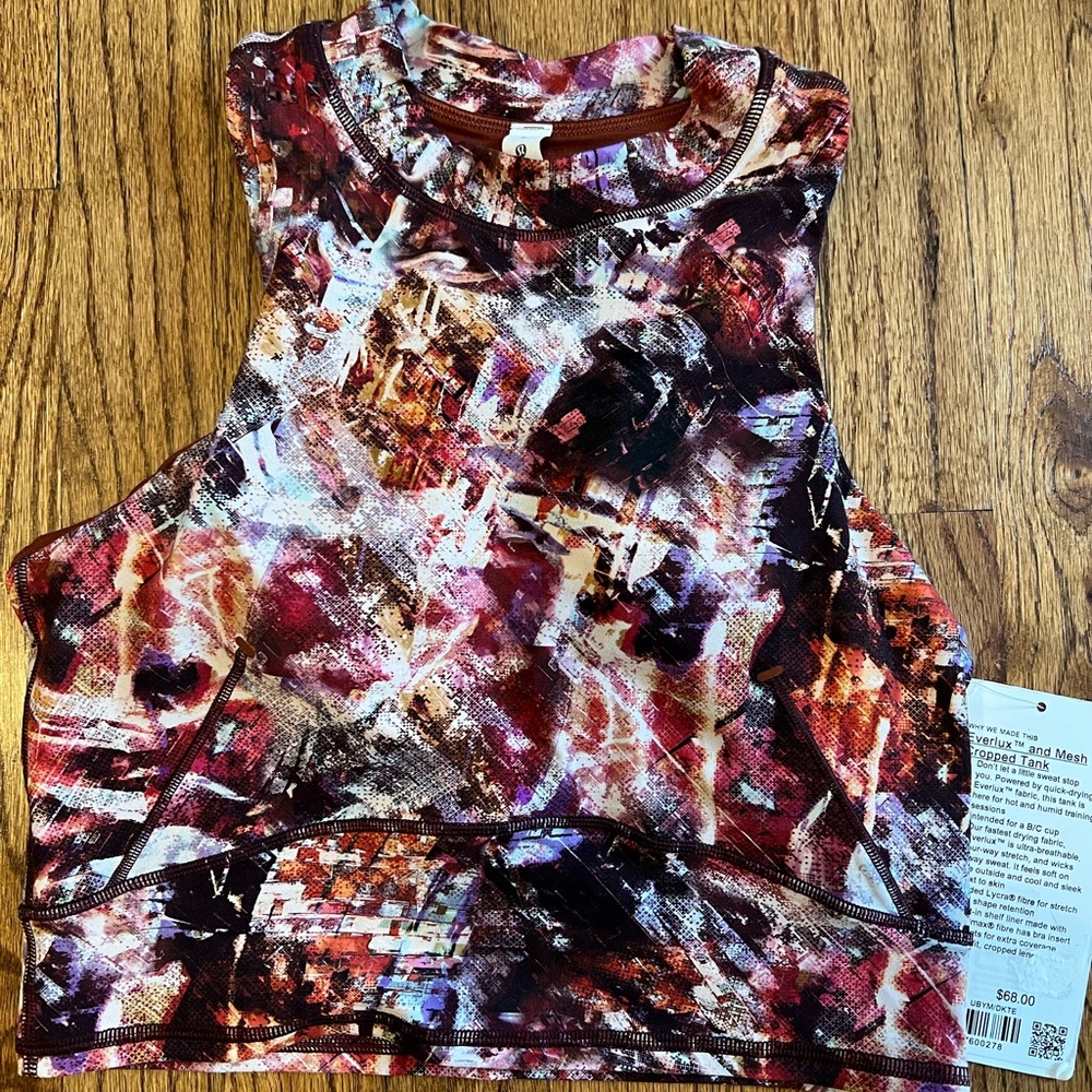 Lululemon Everlux and Mesh Cropped Tank. NWT